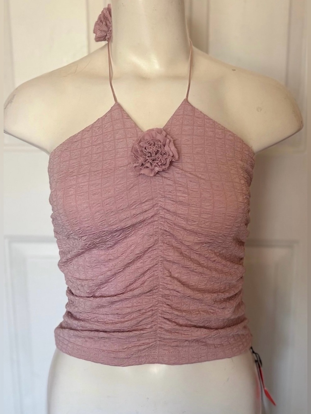 NWT Cider Dusty Pink Rose Halter Style Top Women’s size Small